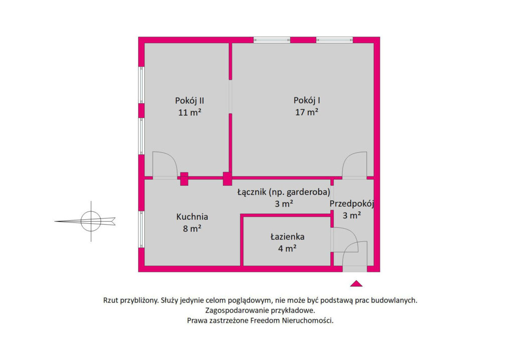 2 pokoje w kameralnej kamienicy na Okęciu - rzut 1
