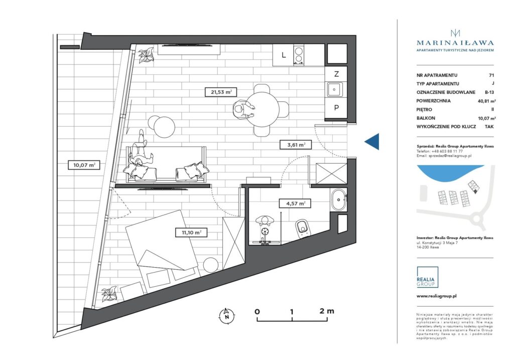 Nowoczesny apartament nad jeziorem - rzut 1