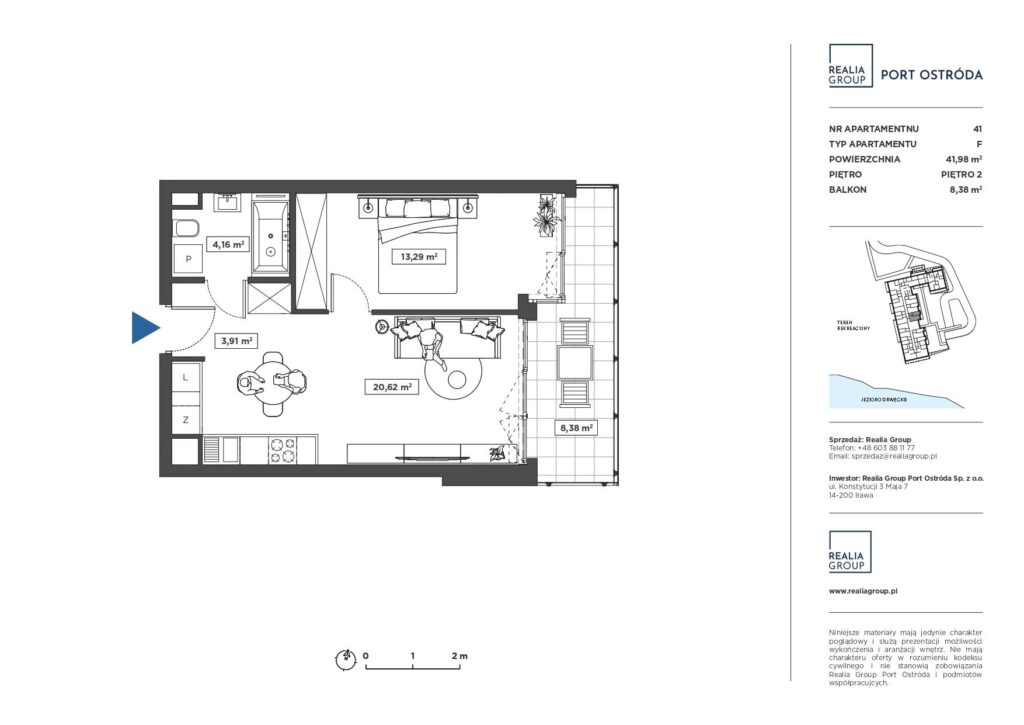 Nowoczesny apartament nad jeziorem - rzut 1