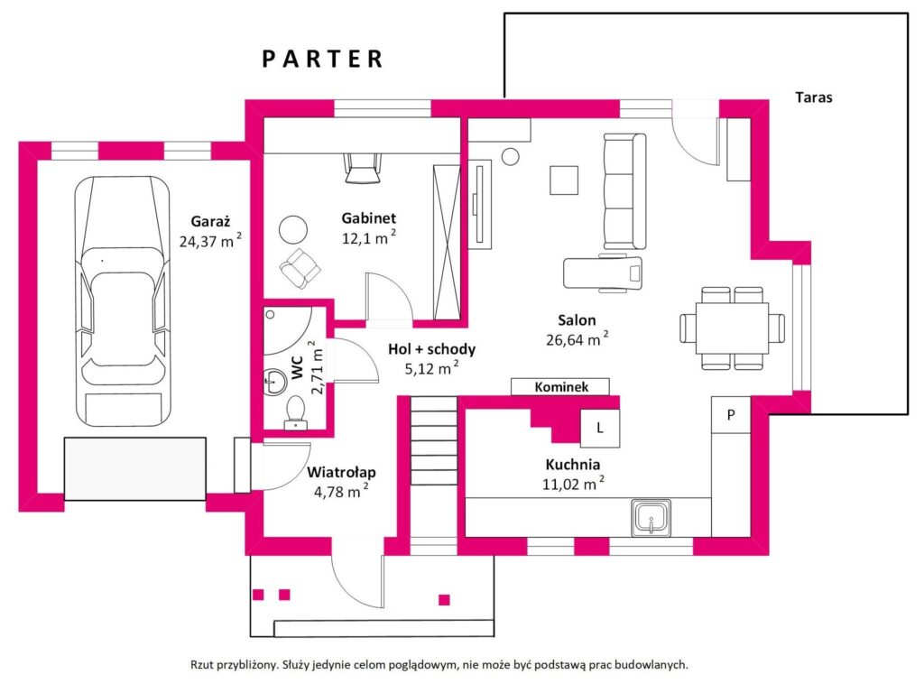 Dom w super stanie do zamieszkania Kamień Pom. - rzut 1