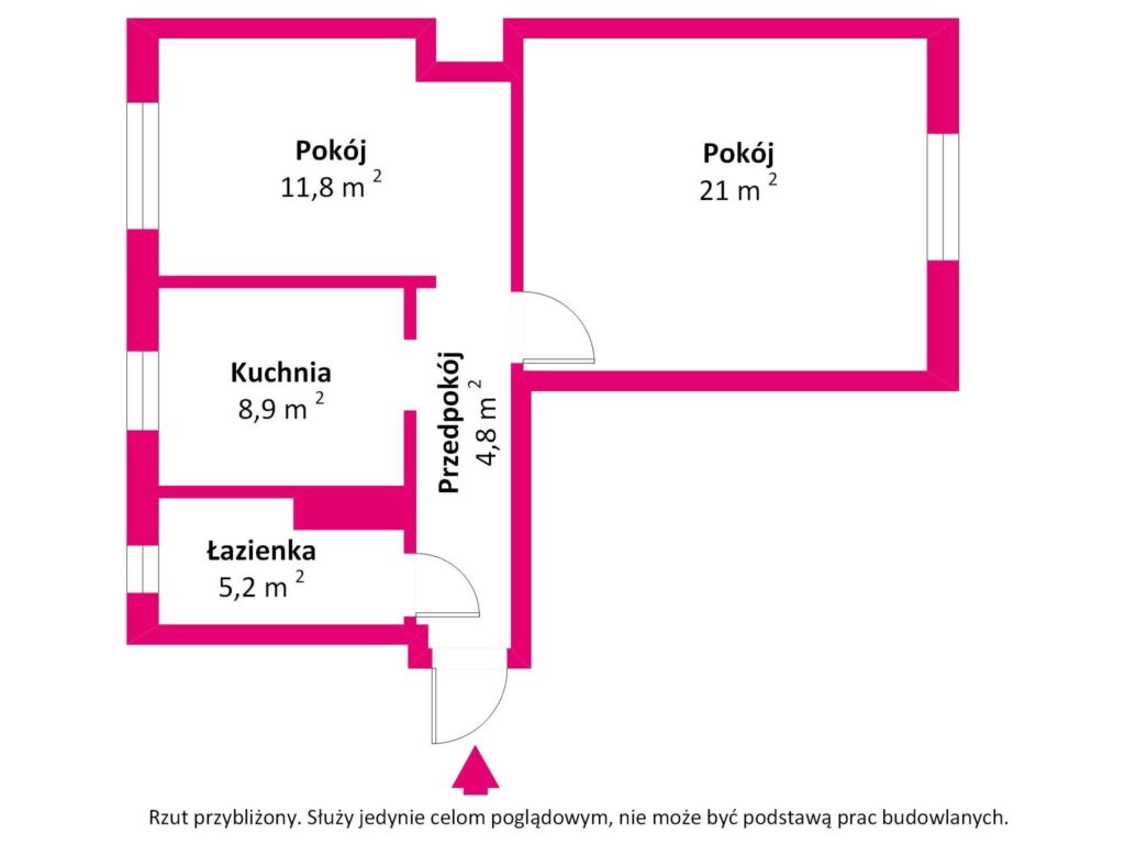 Atrakcyjne 2 pokoje do wprowadzenia - 55m2 - rzut 1