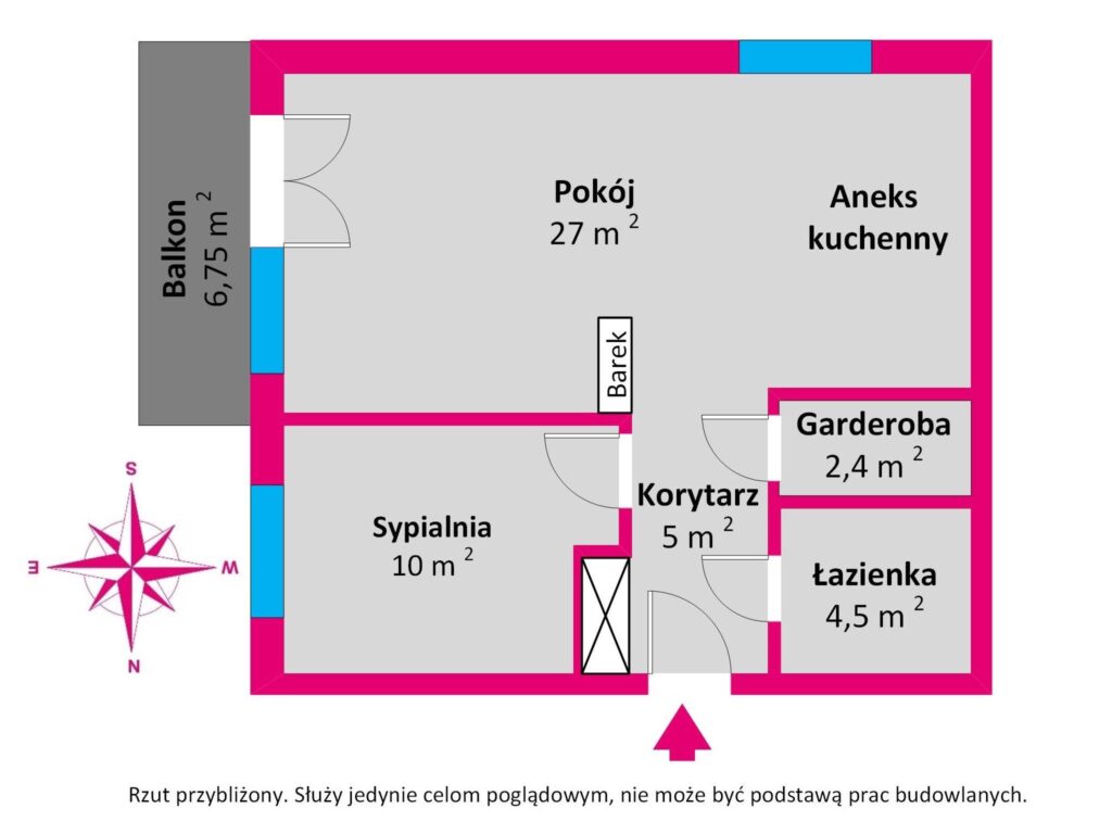 Dwupokojowe mieszkanie ! 50m2 ! Zakoniczyn ! - rzut 1