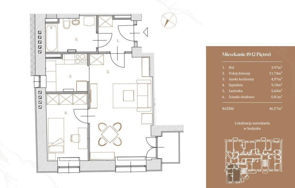 Nowoczesne 2 pokojowe mieszkanie w kamienicy - zdjęcie 2