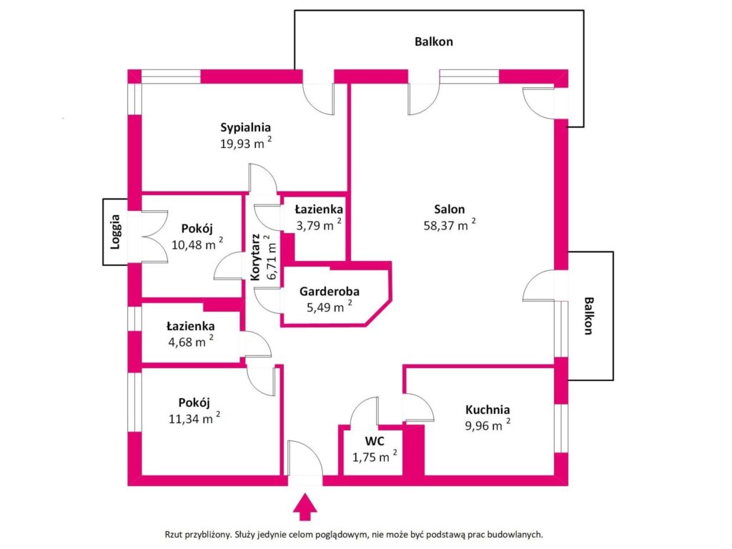 Na sprzedaż 4 pokoje, Warszawa, Saska Kępa - rzut 1