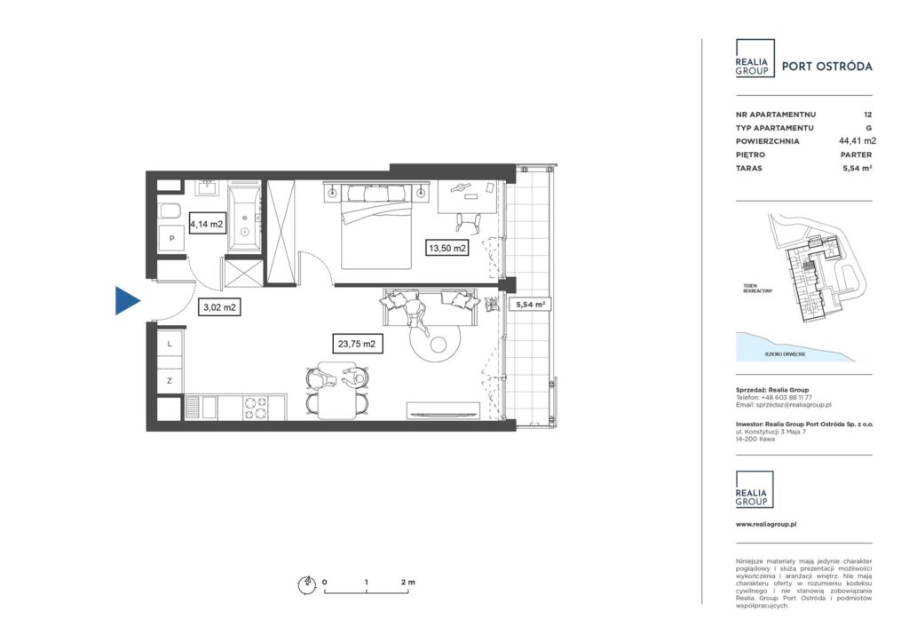 Gotowy do wprowadzenia apartament nad jeziorem - rzut 1