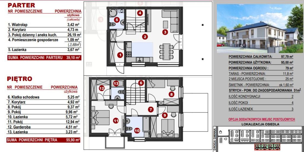 Mieszkanie 4pok., w szeregówce w Porosłach - zdjęcie 1