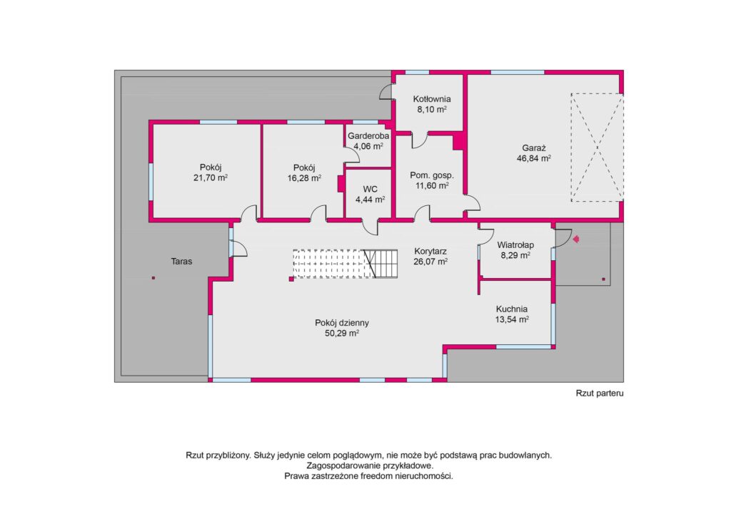 Dom wolnostojący 355 m², działka 3400 m² - rzut 1
