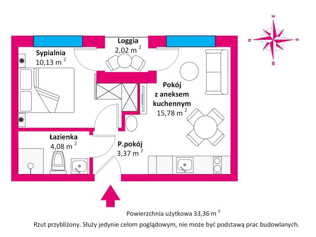 Zarabiający apartament 2-pok.w centrum miasta - rzut 1
