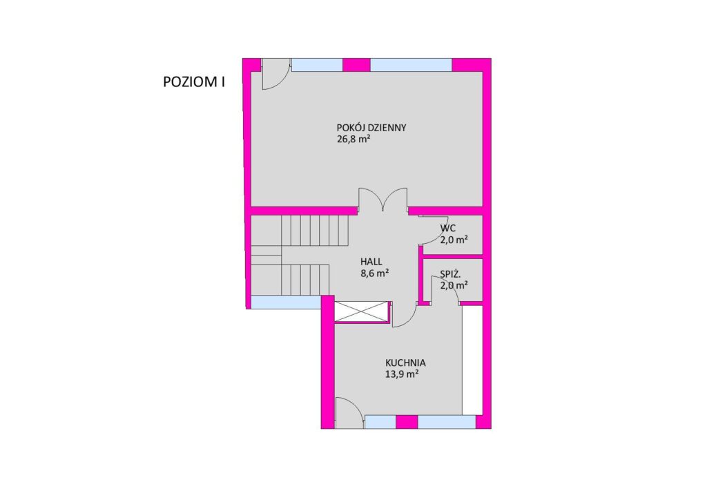 Dom w zabudowie szeregowej Zalesie Rzeszów - rzut 2