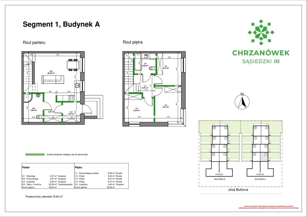 Segment skrajny ogródkiem na zamkniętym osiedlu - rzut 1