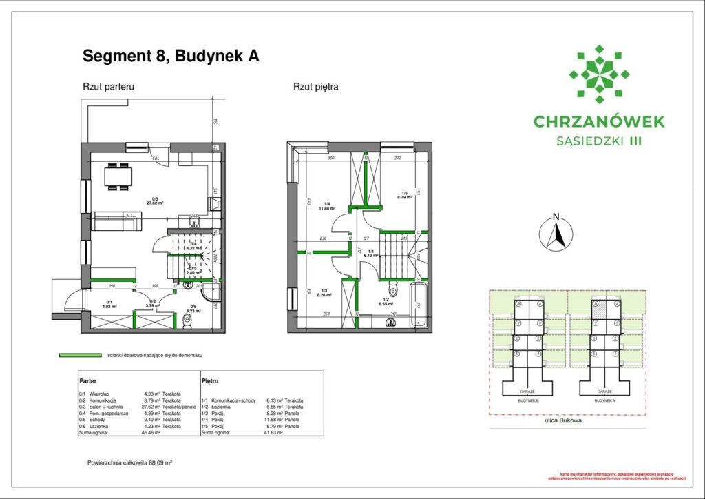 Segment skrajny z ogródkiem na zamkniętym osiedlu - rzut 1
