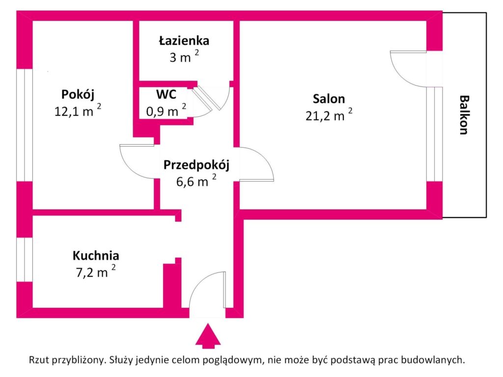 Parter, 2 pokoje, 52,5 m2, Osiedle Kopernika - rzut 1