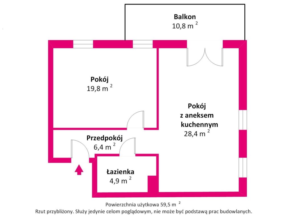 Mieszkanie w Iławie nad jeziorem Jeziorak - rzut 1
