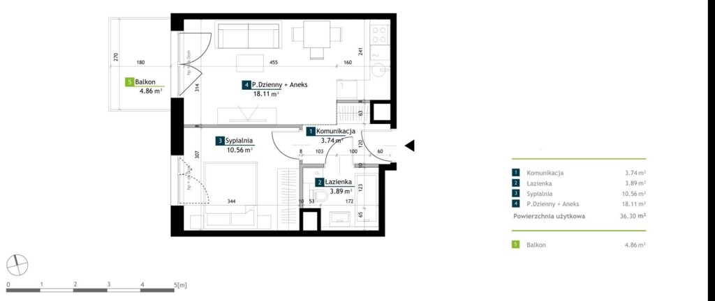 M2 I Balkon I Metro I Inwestycja - rzut 1