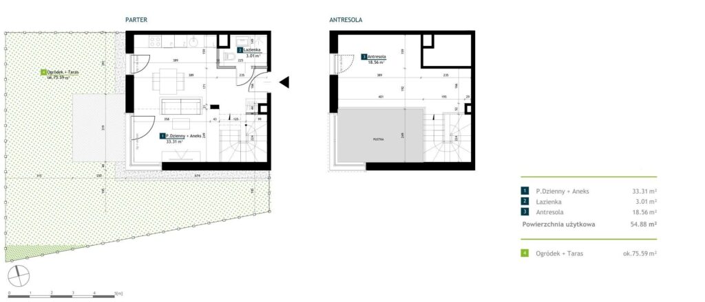 M2 z antresolą i dużym ogrodem I Metro I Bemowo - rzut 1