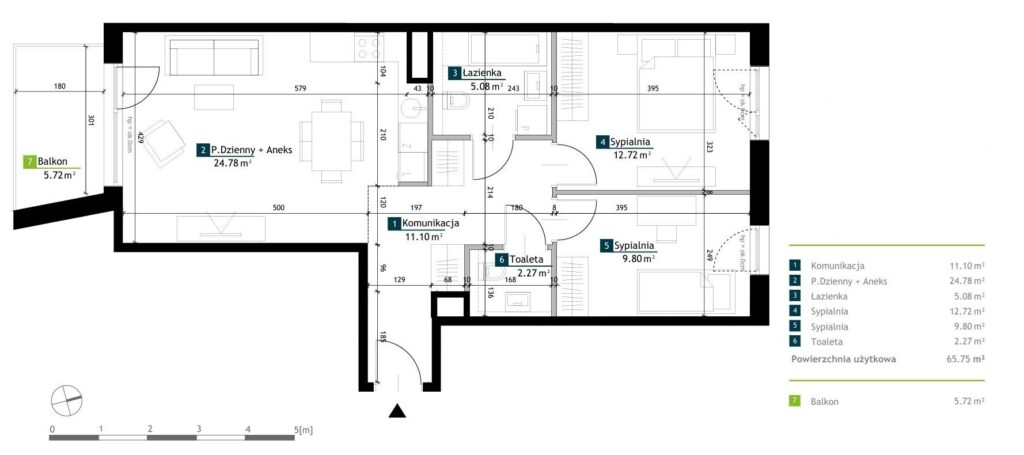 Dwustronne M3 I balkon I metro Chrzanów I Bemowo - rzut 1