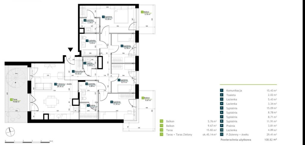 Rodzinne M5 I 2 balkony I Taras I Szkoła I Metro - rzut 1