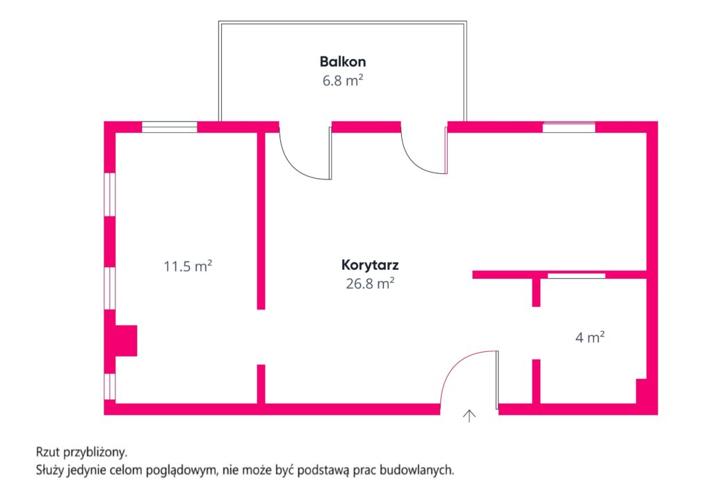 Mieszkanie w stanie deweloperskim w kamienicy - rzut 1