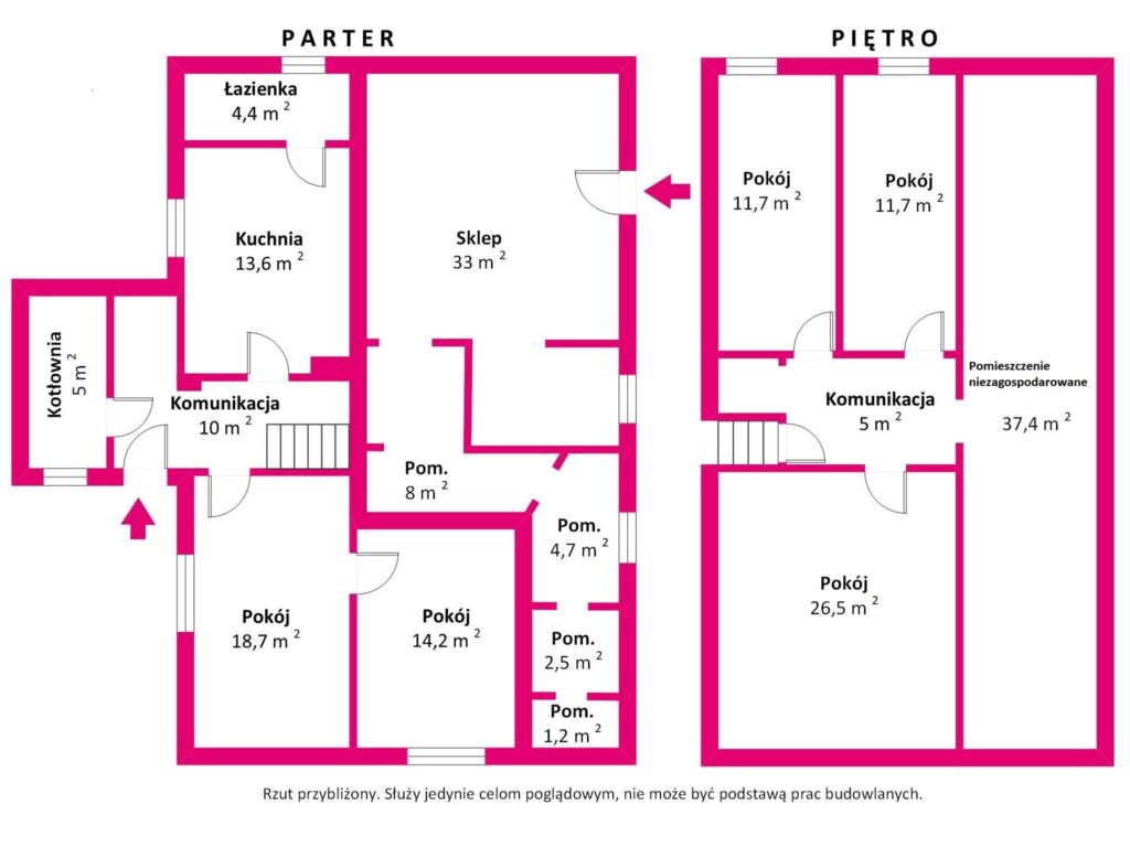 Dom z czerwonej cegły z 1938 r. Barczewko - rzut 1