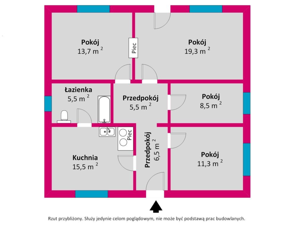 Na sprzedaż drewniany dom w Boćkach. - rzut 1