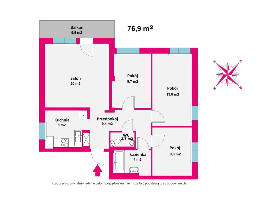 4 pokojowe, Nowe Miasto, Pułaskiego 76,9 m2 - zdjęcie 14