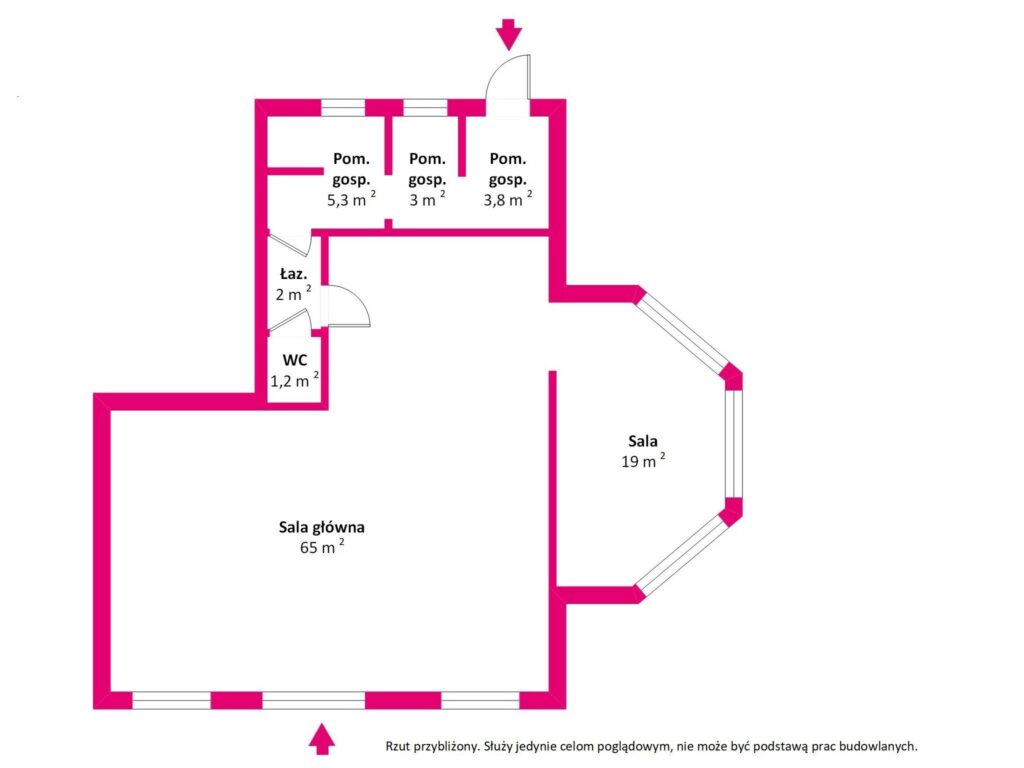 Lokal usługowy o powierzchni 102 m2 w Ostródzie - rzut 1