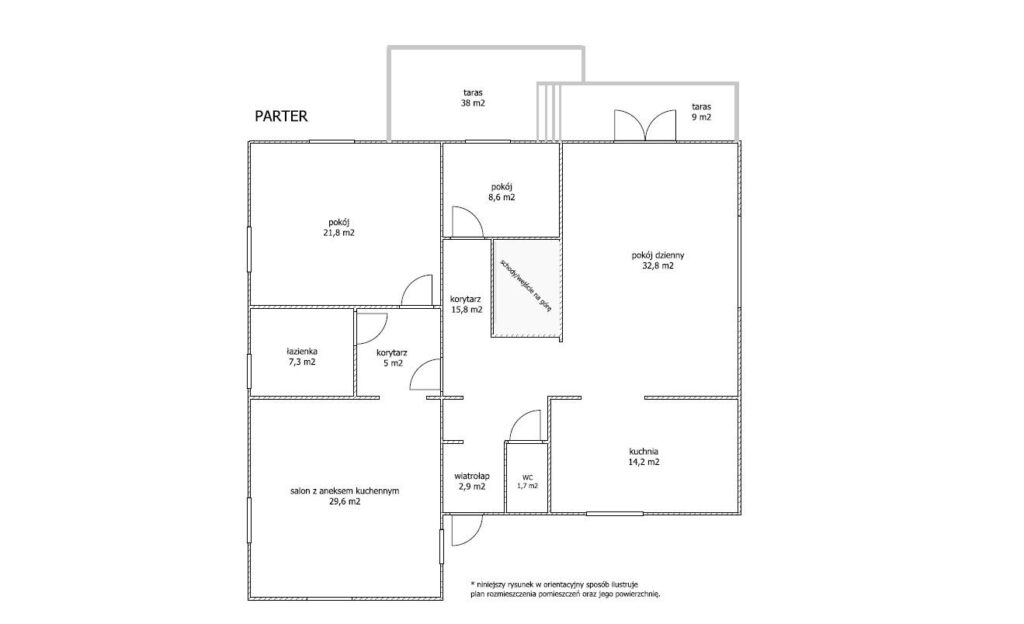 Duży zadbany dom z własnym lasem i stawem - rzut 1