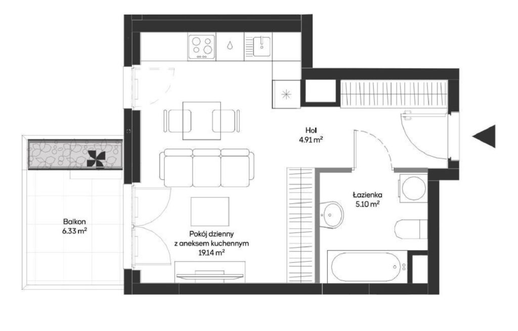 1-pokojowy apartament z balkonem na Mokotowie - zdjęcie 2