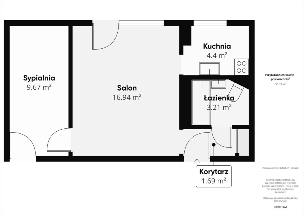 Przestronne 2-pokoje z balkonem - obok AWF/ASP/UE - rzut 1