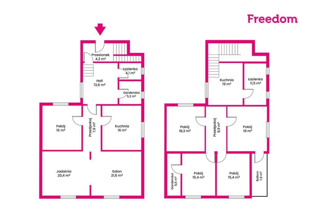 Dwa piękne domy na urokliwej działce - rzut 1