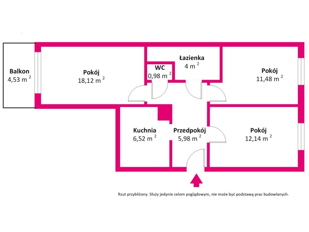 3 pokojowe, Krowodrza-Górka - ul. Fieldorfa Nila - rzut 1