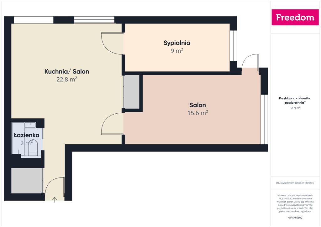 Mieszkanie 3-pokojowe 56 m2  ul.Chrobrego LSM - zdjęcie 4