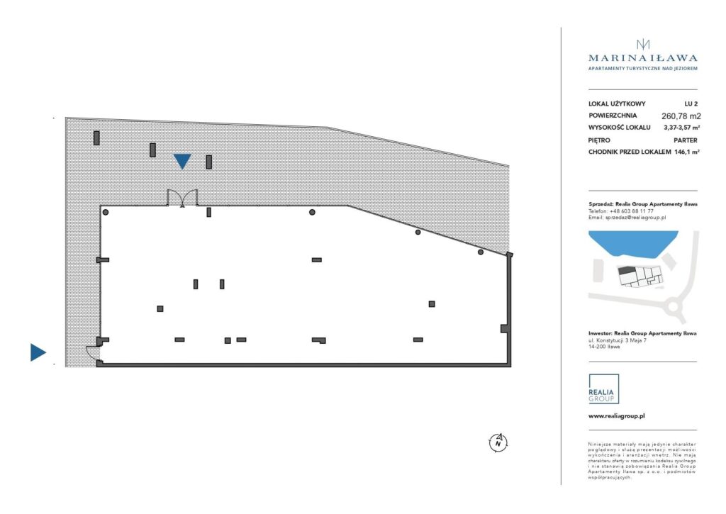Marina Iława lokal usługowy nad brzegiem Jezioraka - rzut 1