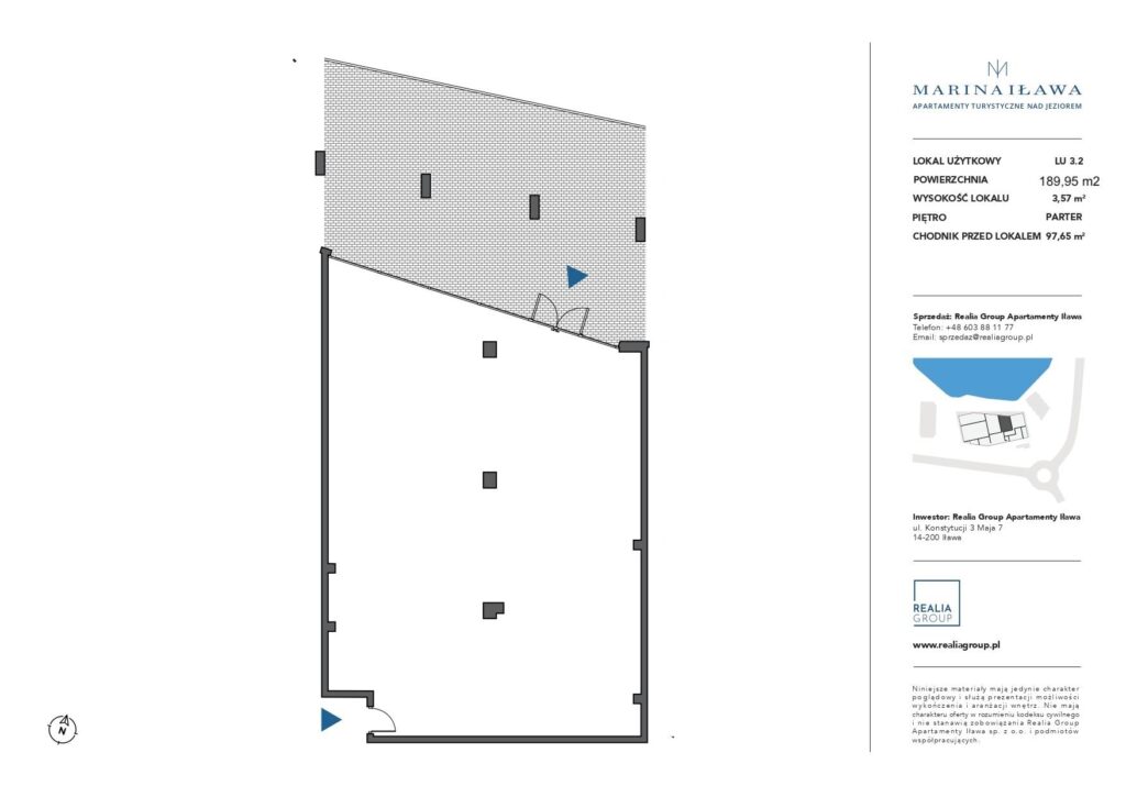Marina Iława lokal usługowy nad brzegiem Jezioraka - rzut 1