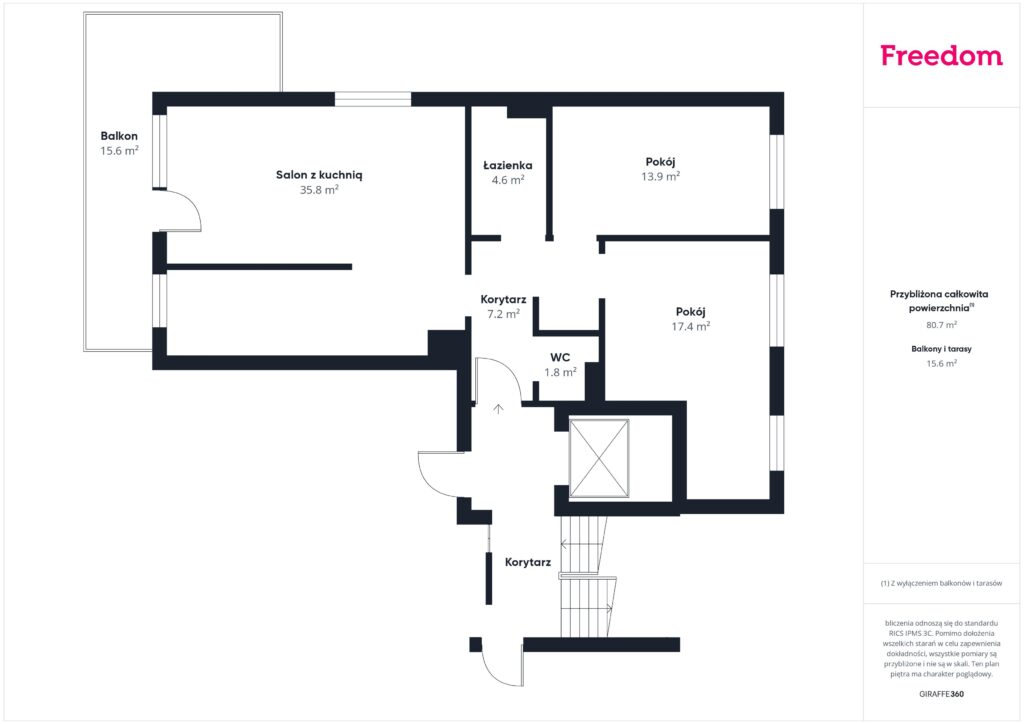 Przestronne 3-pokojowe mieszkanie z garażem - rzut 1