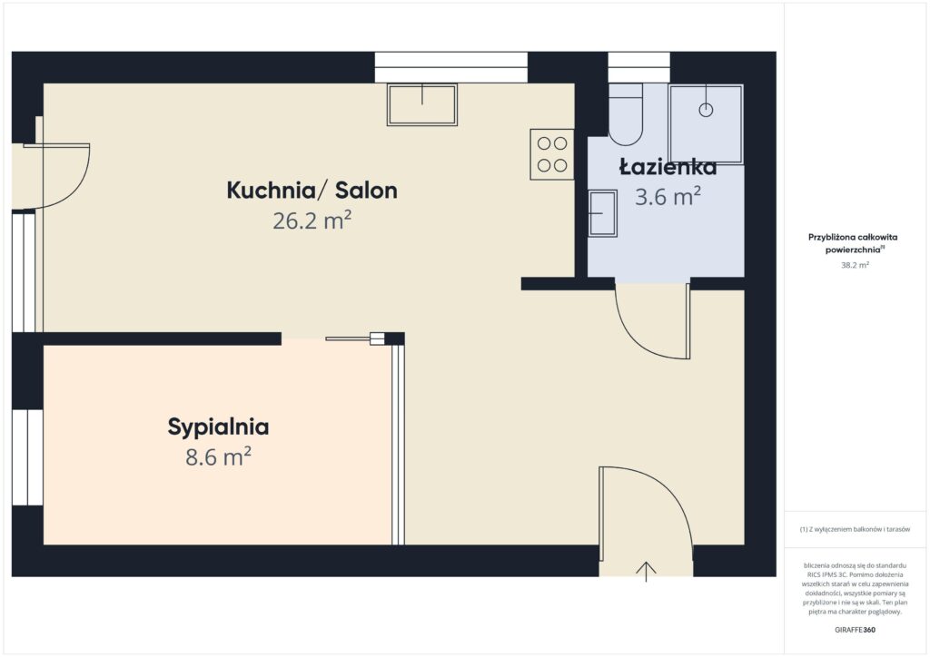 Całoroczny apartament 2 pokoje – Jantar - rzut 1