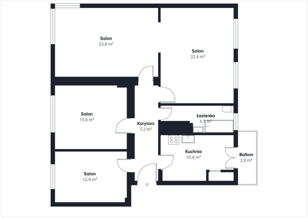 Mieszkanie 99 m2 w kamienicy, Kętrzyńskiego, 4 pok - rzut 1