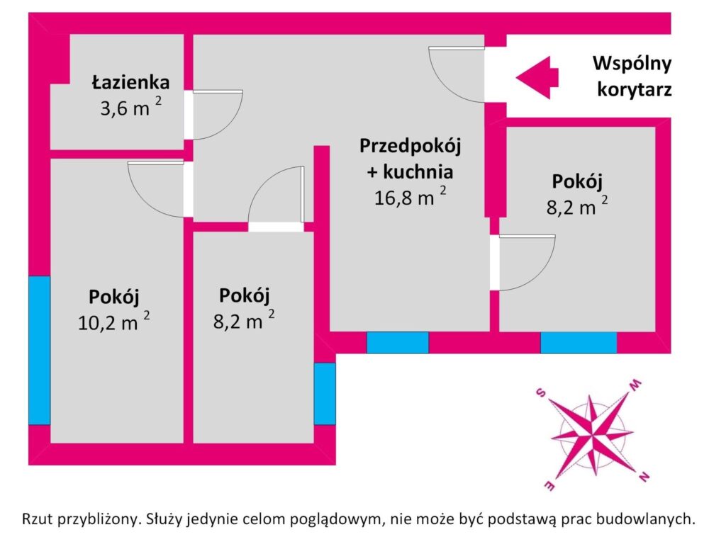 Mieszkanie inwestycyjne ! 3 Pokoje ! ul. Traugutta - rzut 1