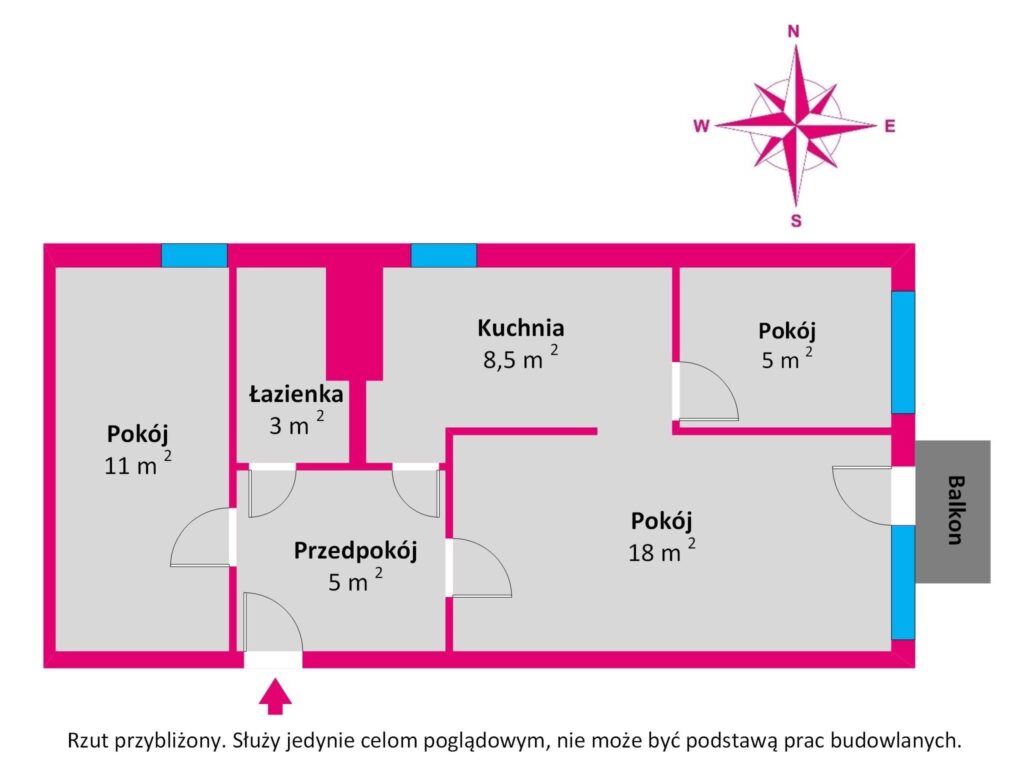 3 pokoje blisko plaży na Stogach! Balkon, piwnica! - rzut 1