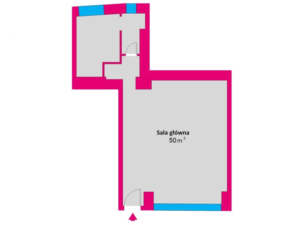 Lokal na parterze kamienicy w centrum na wynajem - rzut 1