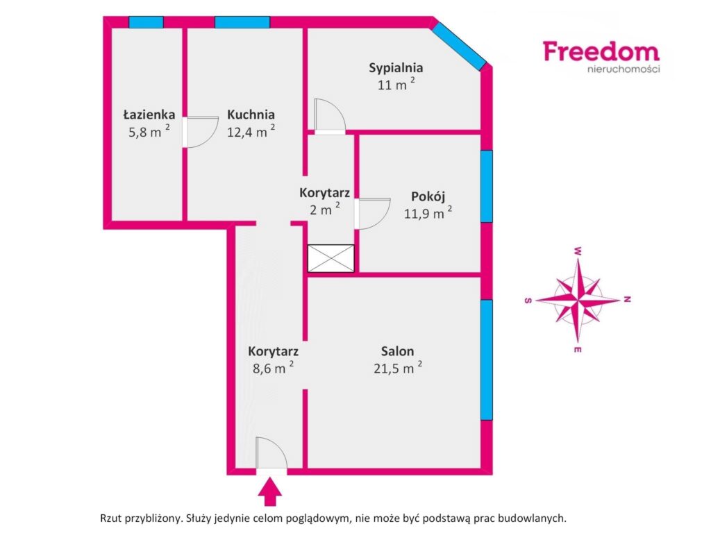 Mieszkanie 3 pokojowe ! Blisko Gdańsk-Śródmieście! - rzut 1