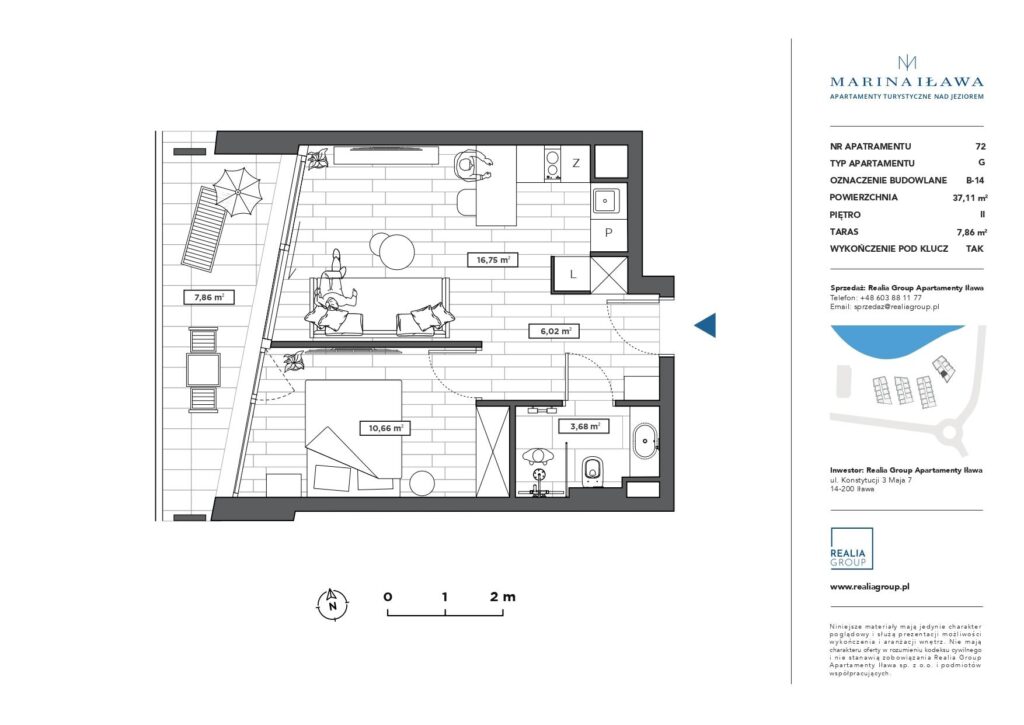 Nowoczesny apartament nad jeziorem - rzut 1