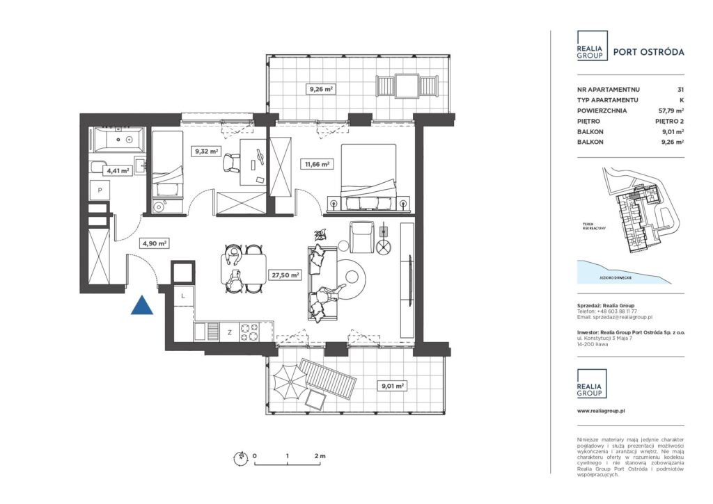 Nowoczesny apartament nad jeziorem - rzut 1