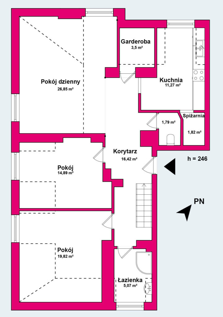 Dwupoziomowe 4 pokoje | Sadyba | 104,4 m2 - rzut 1