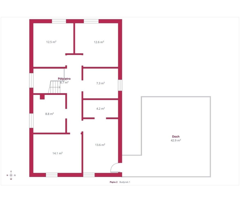 Nowoczesny dom z garażem i ogrodem. - rzut 2