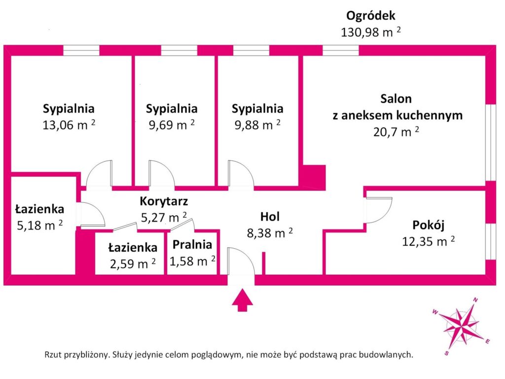 Przestronne mieszkanie z ogródkiem na sprzedaż! - rzut 1