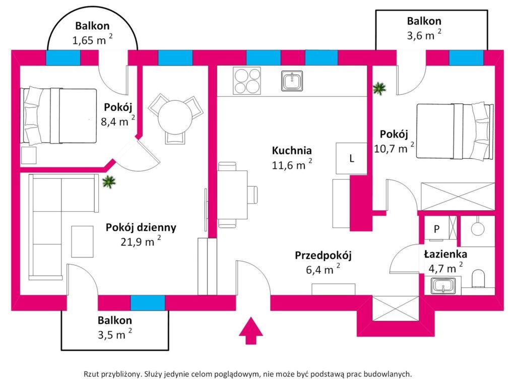 Stylowe 3 pokoje na Starówce. 3 balkony, garaż ! - rzut 1