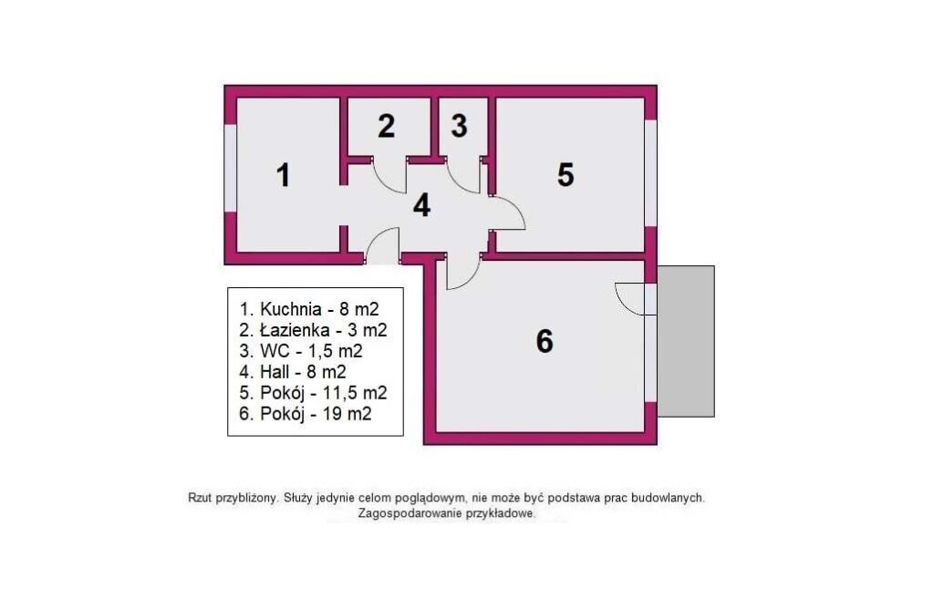 Na sprzedaż 2 pokojowe mieszkanie na Retkini - rzut 1