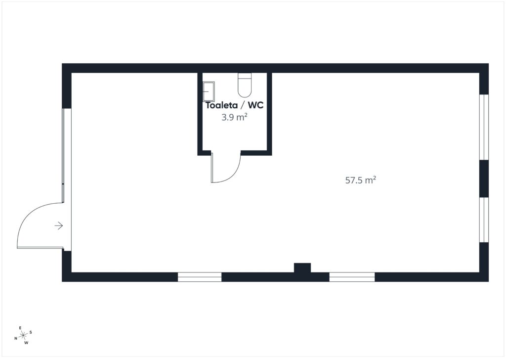 Lokal usługowy,ul.Dąbrowszczaków 29a,parter, 61 m2 - rzut 1