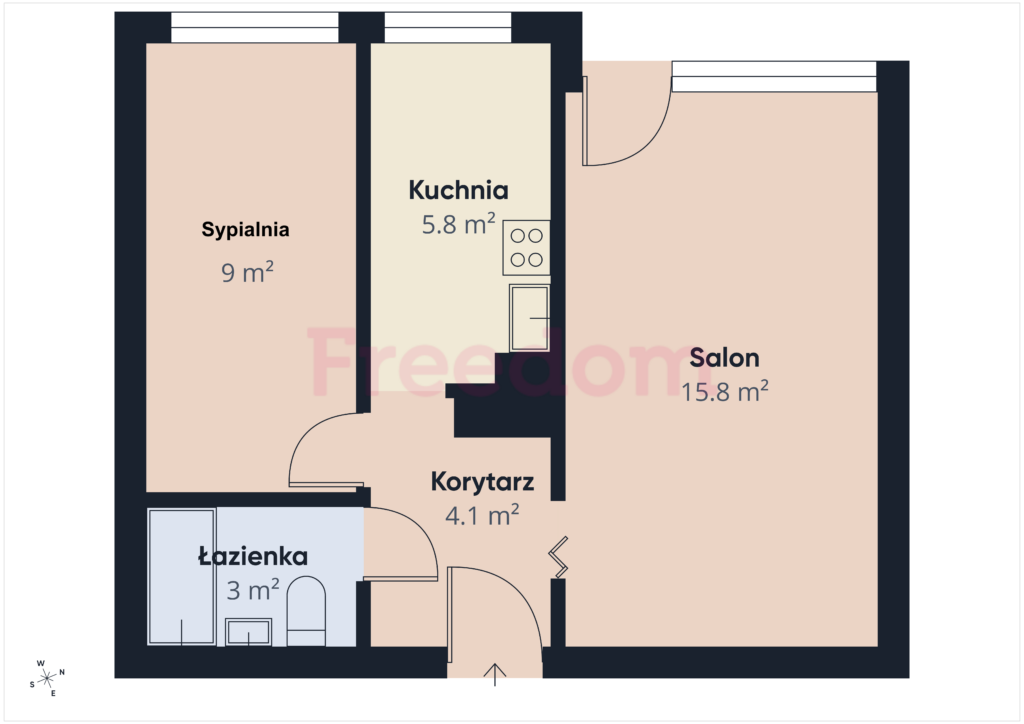 2 pok., 38m² Metro 6 min Chodecka 12 | Po remoncie - rzut 1